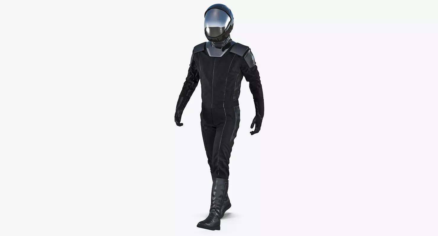 Sci-Fi Space Suit Black Walking Pose 3D model_0