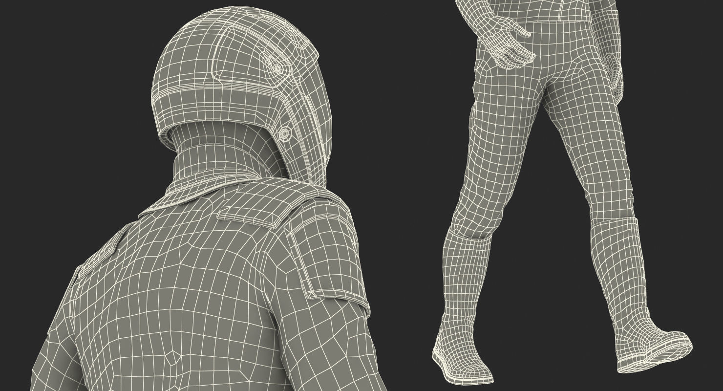 Sci-Fi Space Suit Black Walking Pose 3D model_17