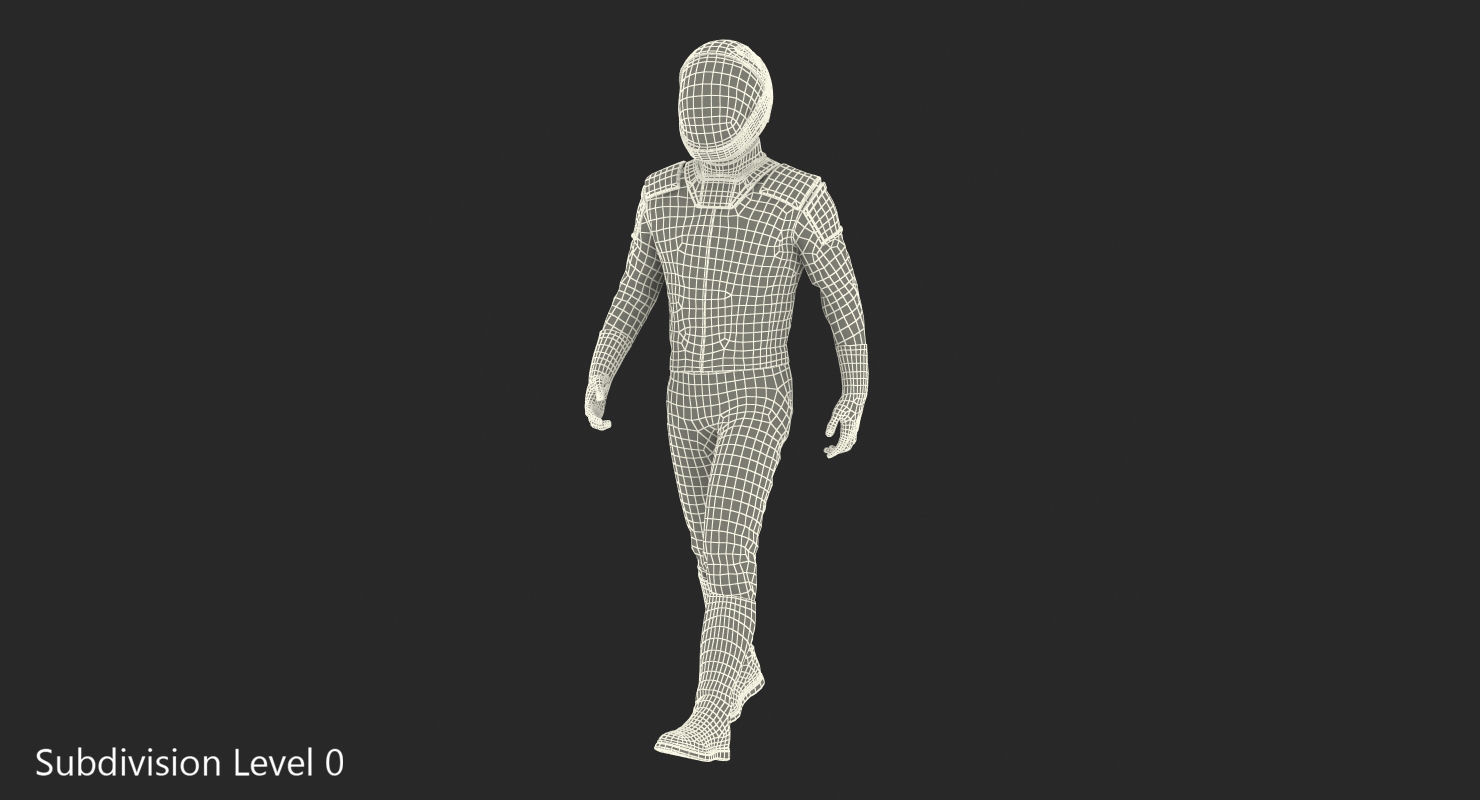 Sci-Fi Space Suit Black Walking Pose 3D model_9