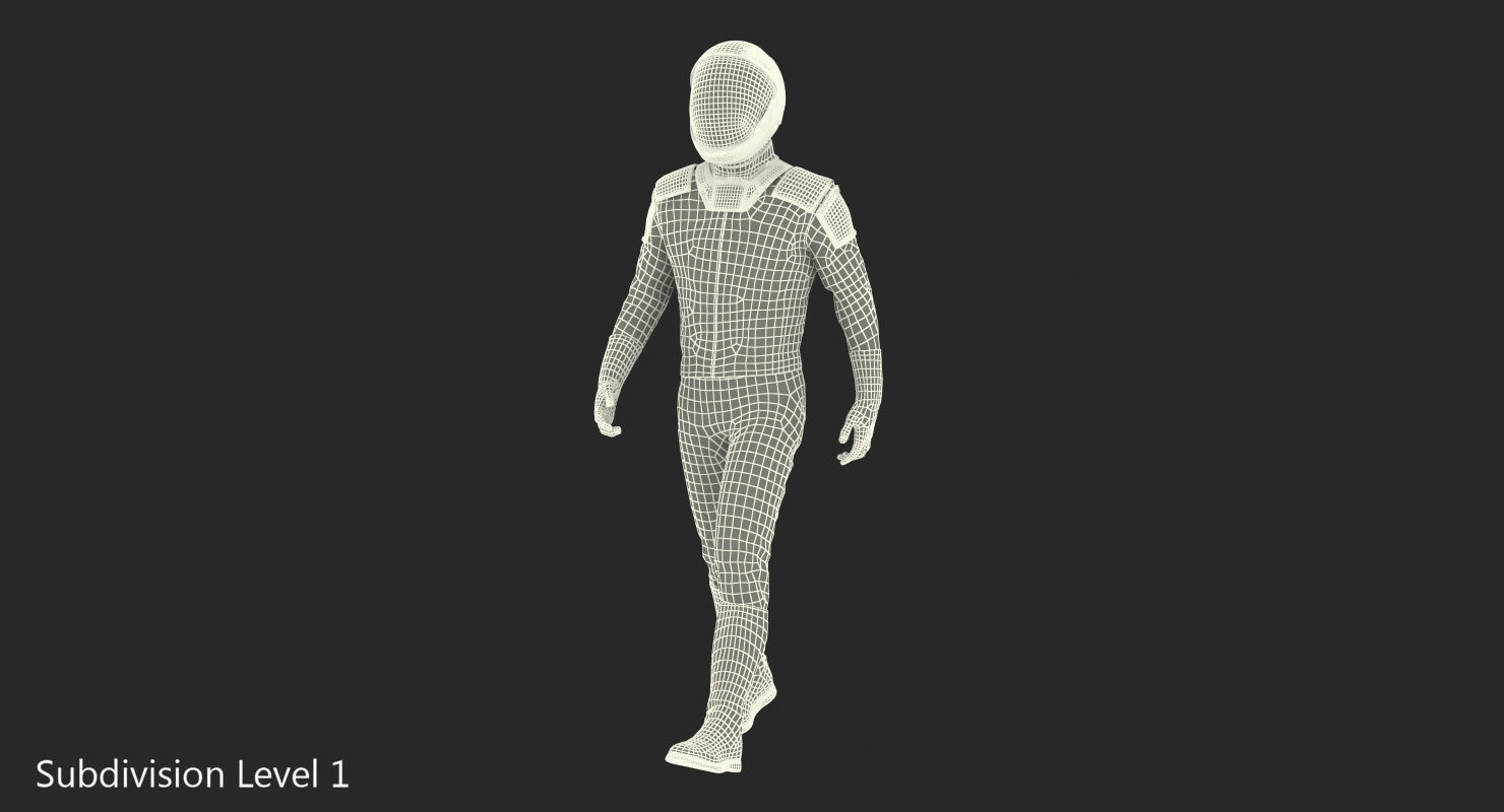 Sci-Fi Space Suit Black Walking Pose 3D model_10