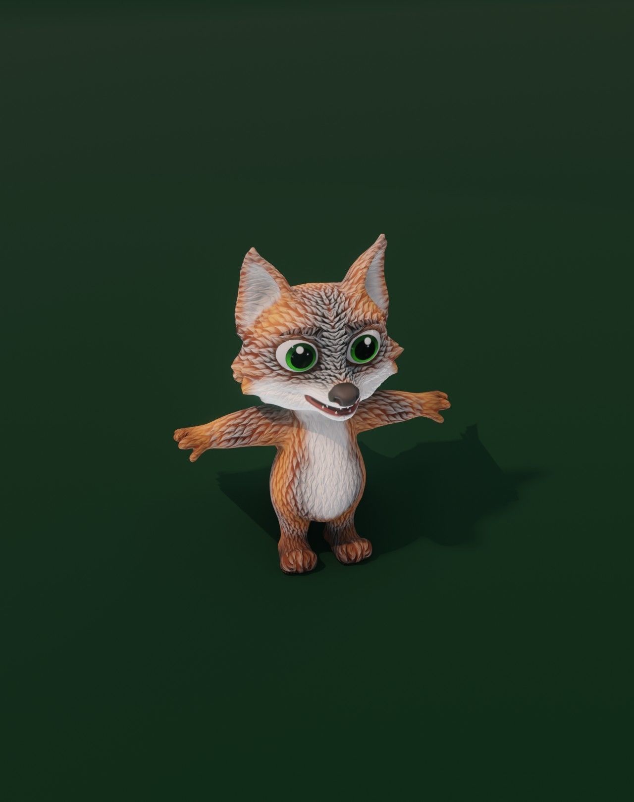 Cartoon Grey Fox 3D Model Low-poly 3D model_5