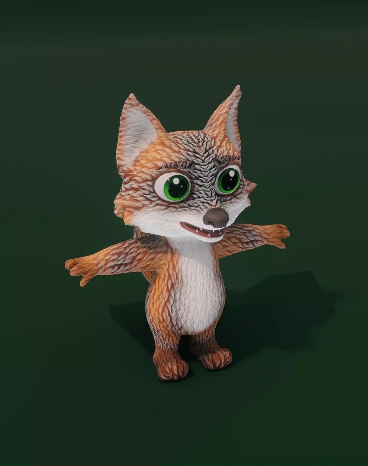 Cartoon Grey Fox 3D Model Low-poly 3D model_0