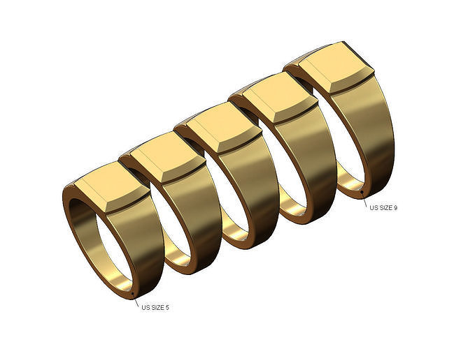 Small chamfred square platform signet ring US sizes 5to9 3D print model