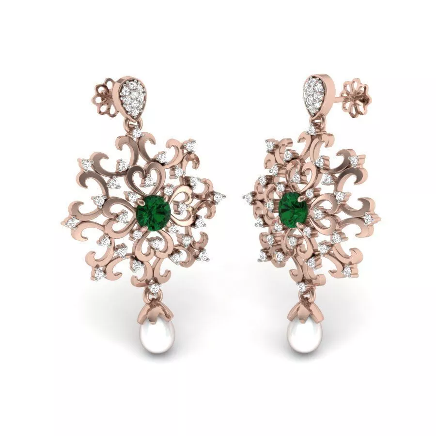 Earrings with round diamonds 3D print model