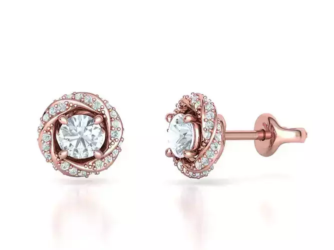 Stud Earrings Half Carat Stone Bespoke Studs  3D print model