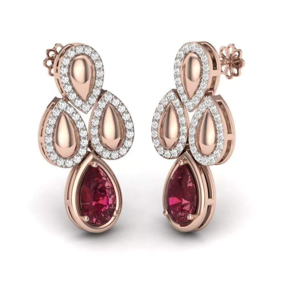 Women Pear Stone Earrings 3D print model 3D print model