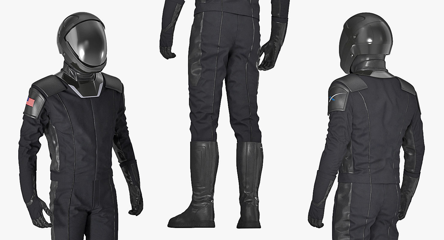 Sci-Fi Space Suit Black Rigged for Cinema 4D 3D model_12