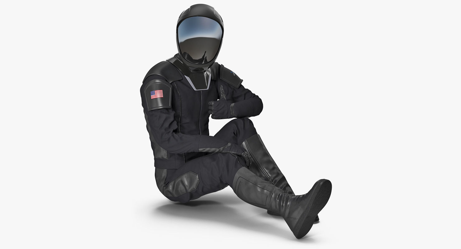 Sci-Fi Space Suit Black Rigged for Cinema 4D 3D model_1