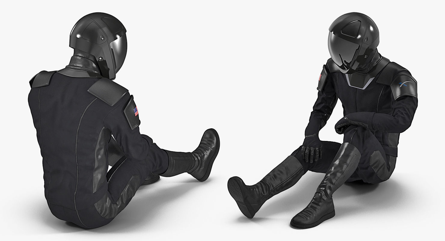 Sci-Fi Space Suit Black Rigged for Cinema 4D 3D model_7