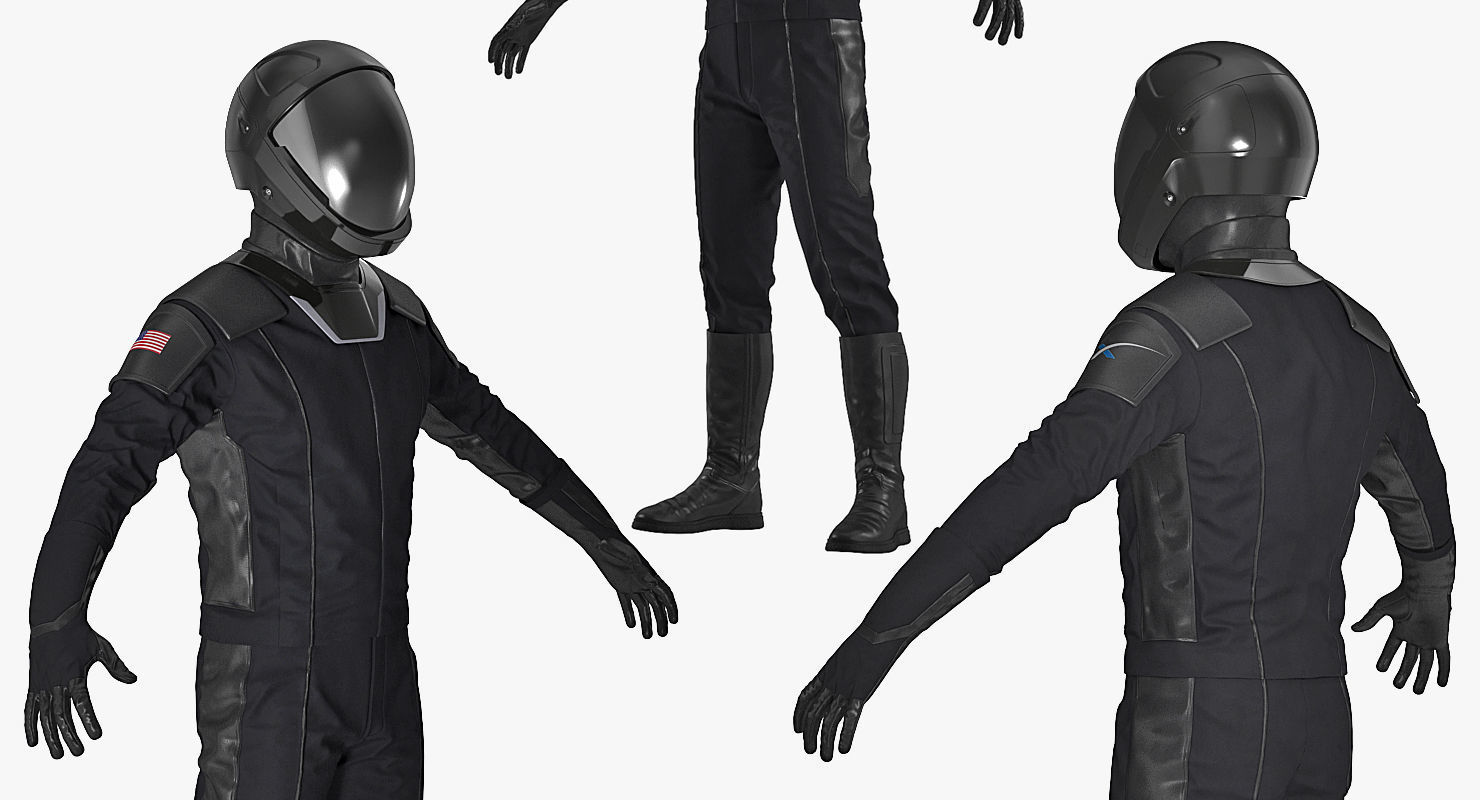 Sci-Fi Space Suit Black Rigged for Cinema 4D 3D model_11
