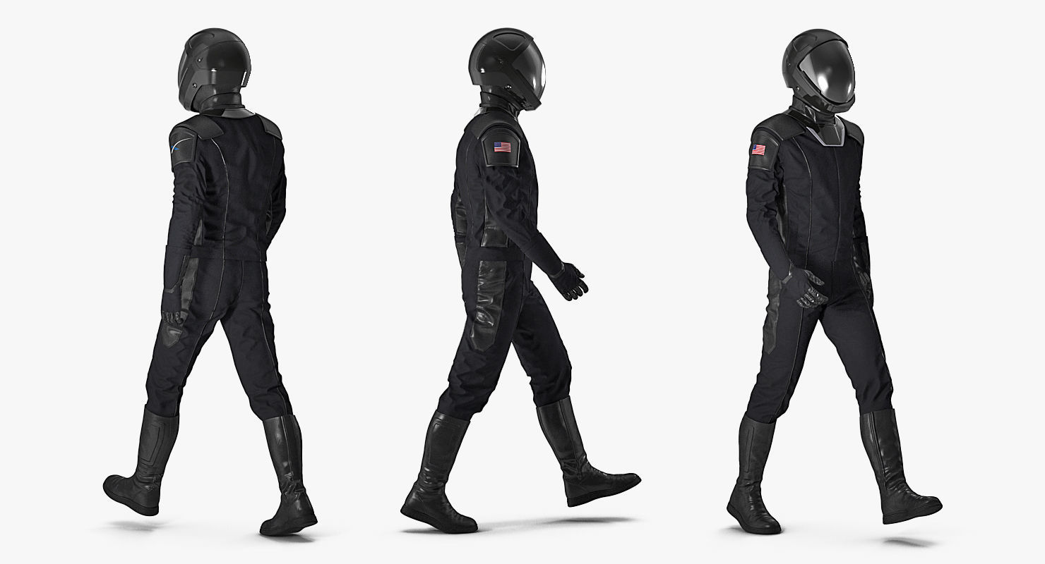 Sci-Fi Space Suit Black Rigged for Cinema 4D 3D model_5