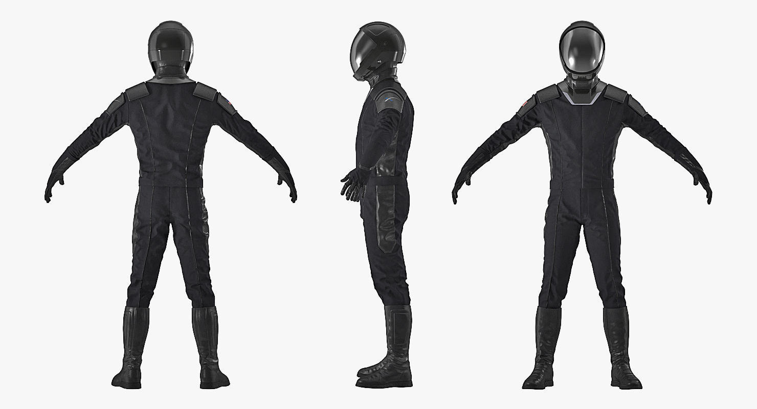 Sci-Fi Space Suit Black Rigged for Cinema 4D 3D model_2