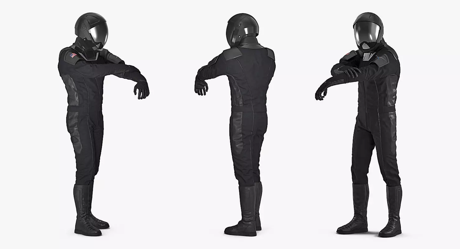 Sci-Fi Space Suit Black Rigged for Cinema 4D 3D model_0