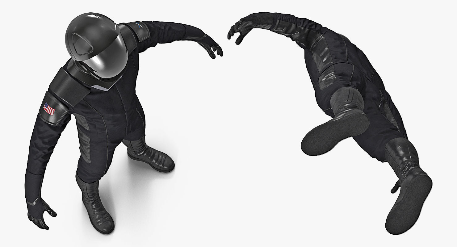 Sci-Fi Space Suit Black Rigged for Cinema 4D 3D model_8