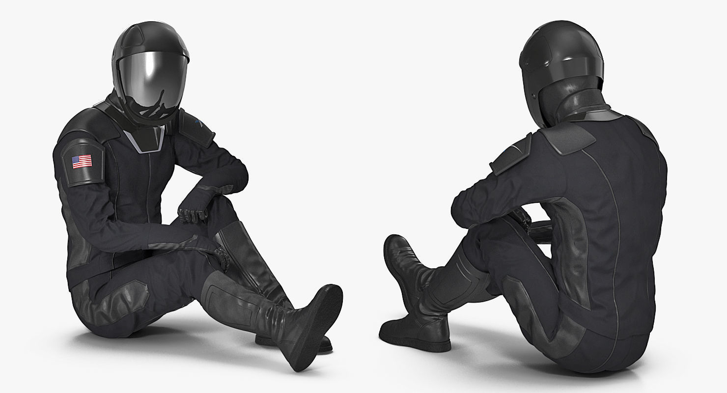 Sci-Fi Space Suit Black Rigged for Cinema 4D 3D model_6