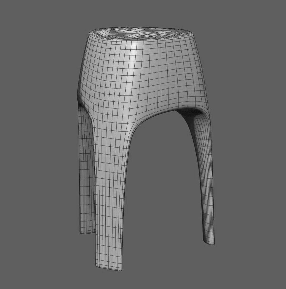 Stool 3 legs by Pols Potten  Low-poly 3D model_5