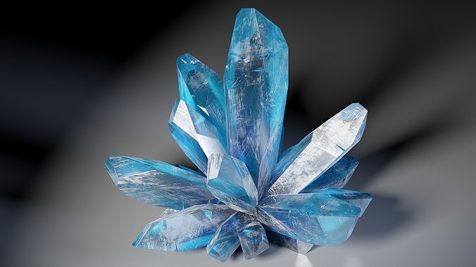 Blue Ice Crystal Low-poly 3D model