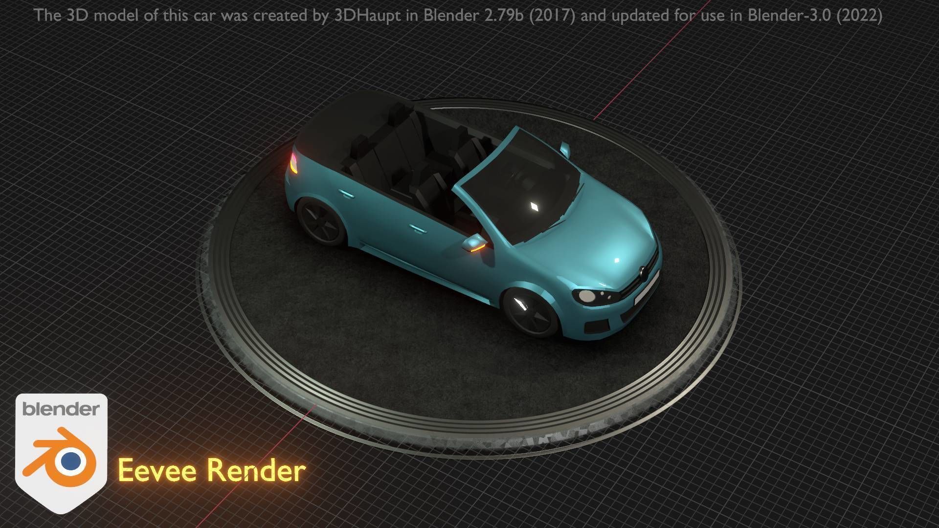 City Car 53 Compact Class Convertible Open Type-C Blue Low-poly 3D model_101