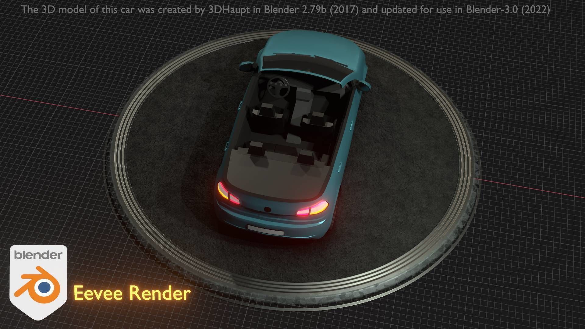 City Car 53 Compact Class Convertible Open Type-C Blue Low-poly 3D model_53