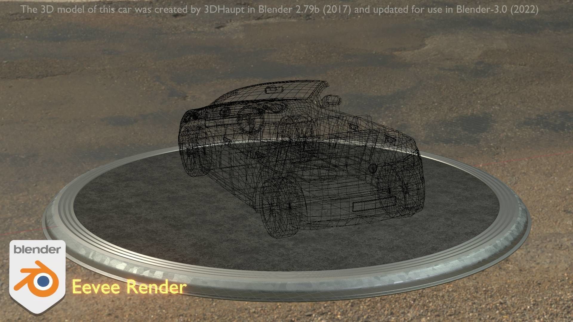 City Car 53 Compact Class Convertible Open Type-C Blue Low-poly 3D model_91