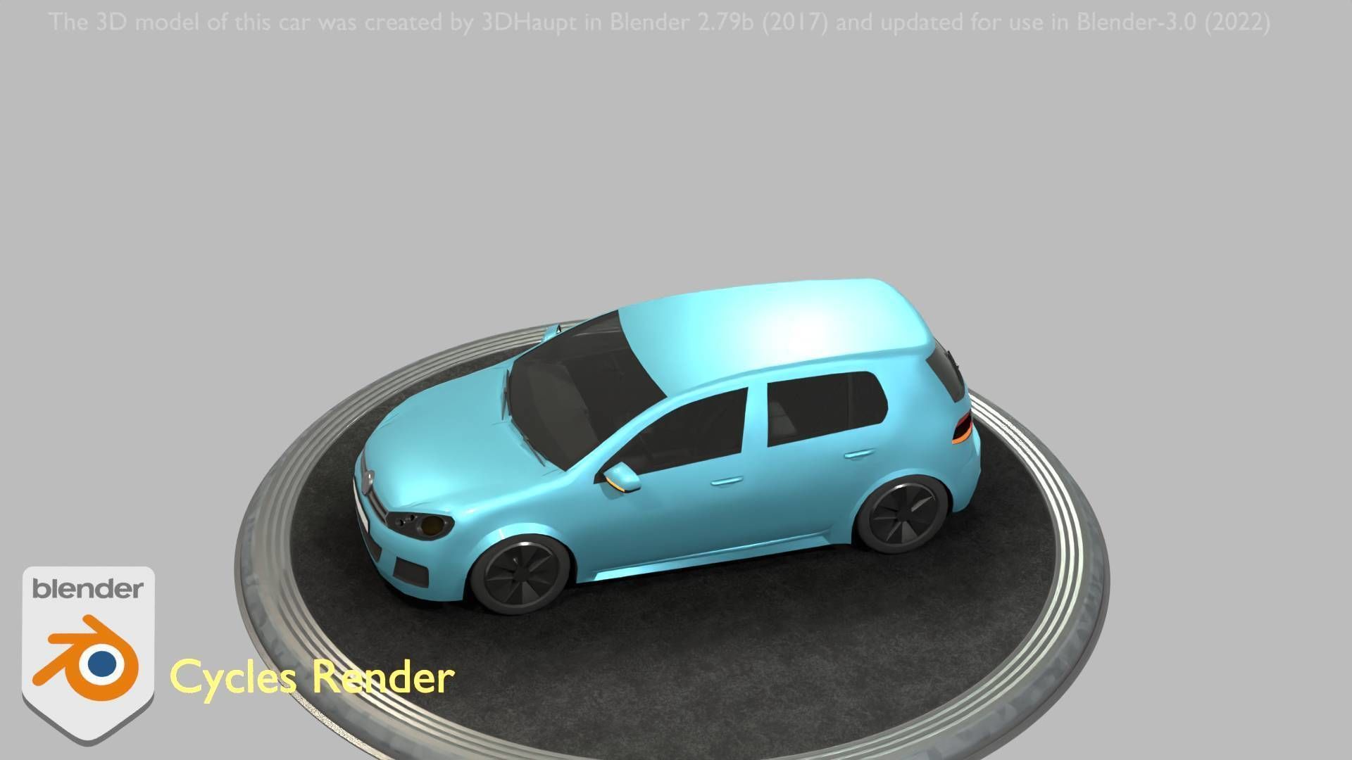 City Car 54 Compact Class Type-C Blue Low-poly 3D model_88
