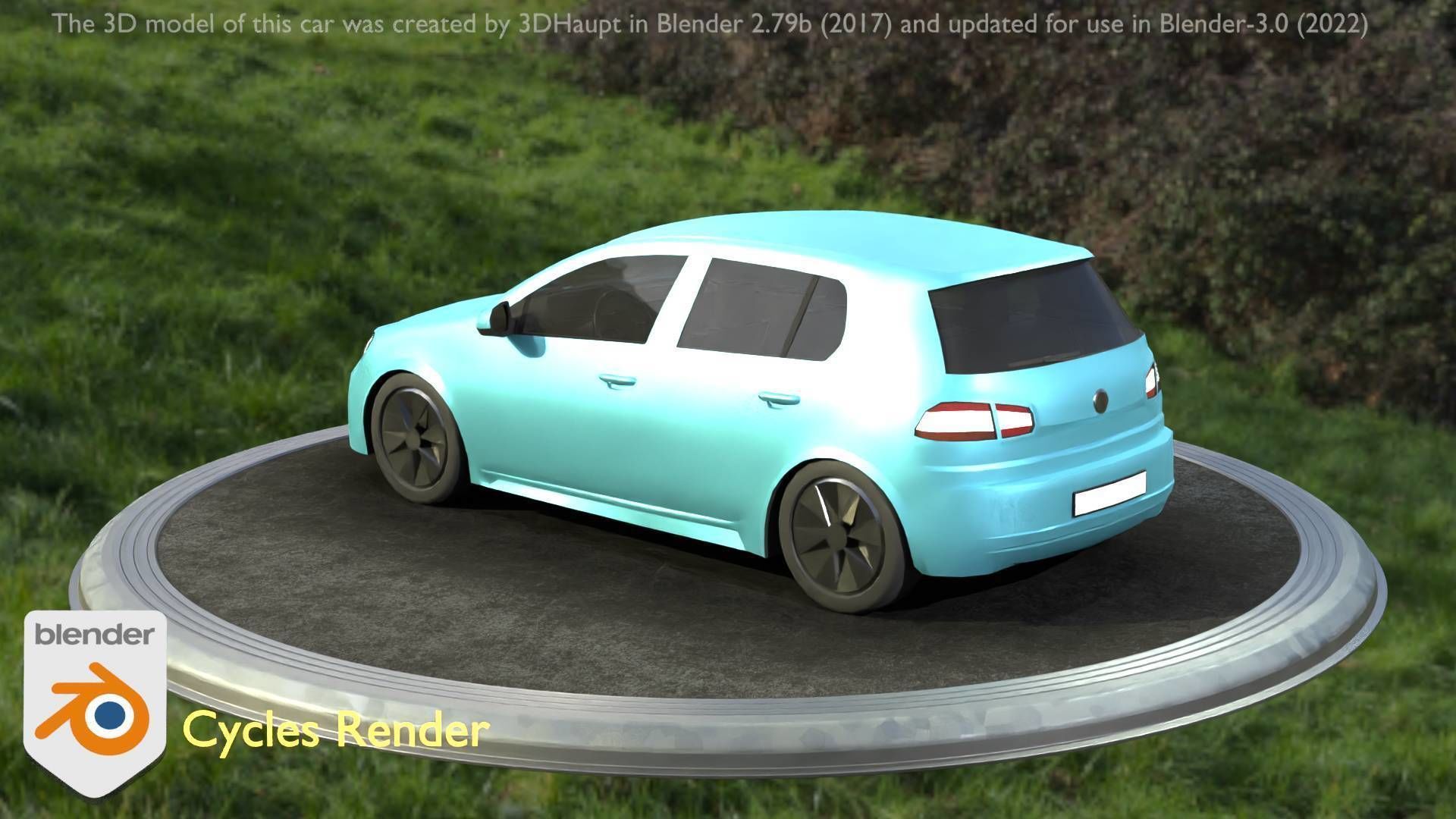 City Car 54 Compact Class Type-C Blue Low-poly 3D model_62