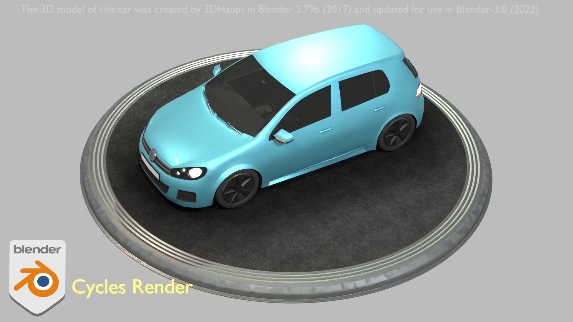 City Car 54 Compact Class Type-C Blue Low-poly 3D model_31