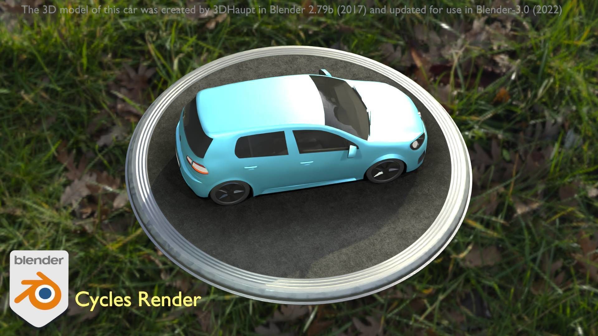 City Car 54 Compact Class Type-C Blue Low-poly 3D model_82