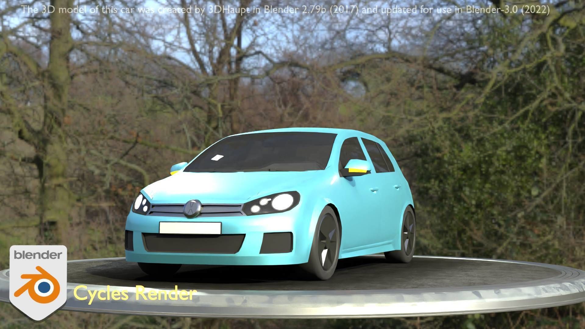 City Car 54 Compact Class Type-C Blue Low-poly 3D model_95