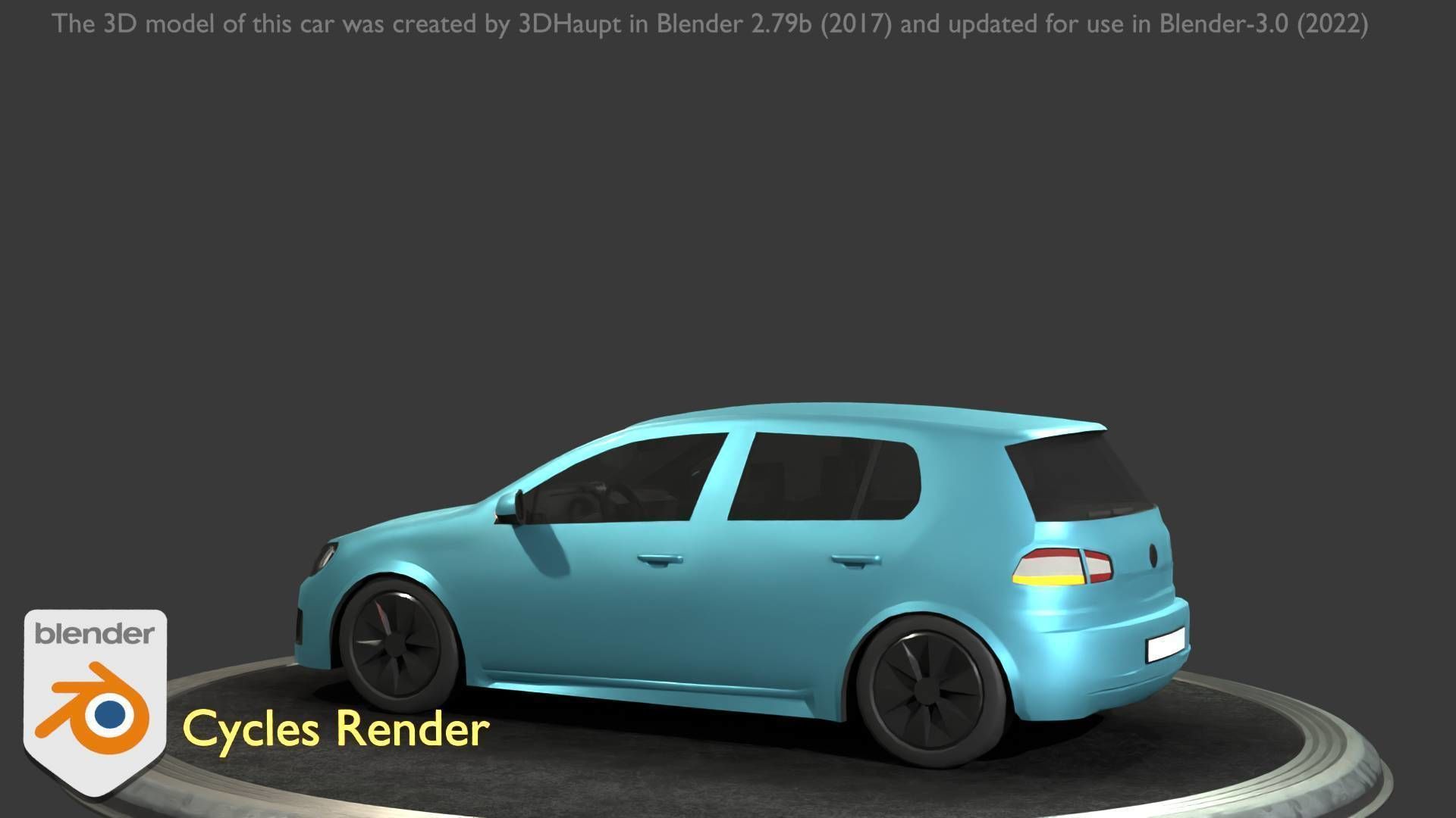 City Car 54 Compact Class Type-C Blue Low-poly 3D model_85