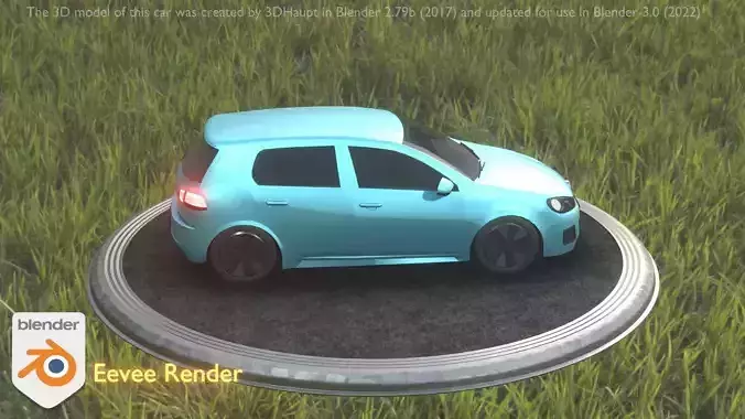 City Car 54 Compact Class Type-C Blue Low-poly 3D model