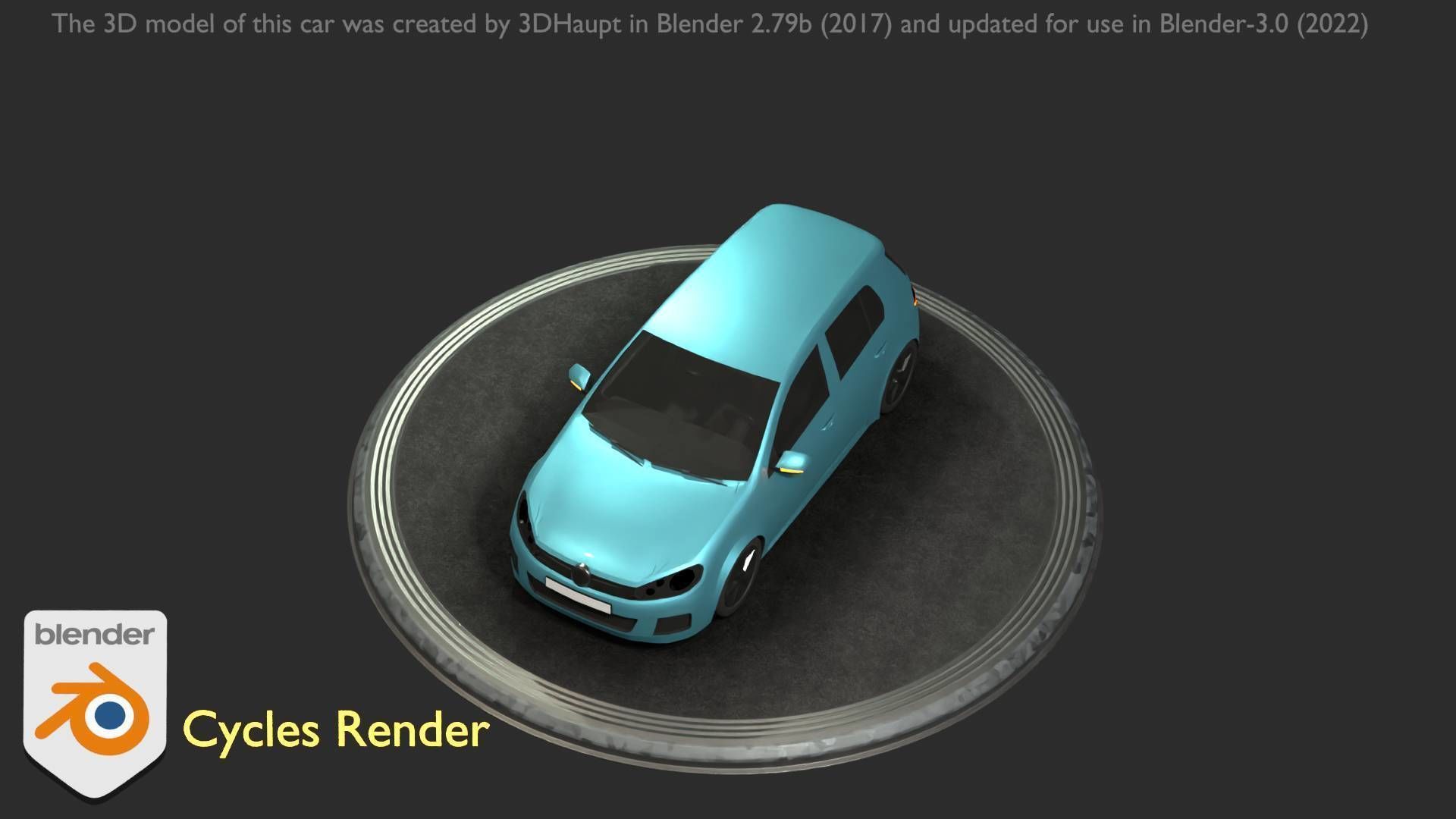 City Car 54 Compact Class Type-C Blue Low-poly 3D model_84