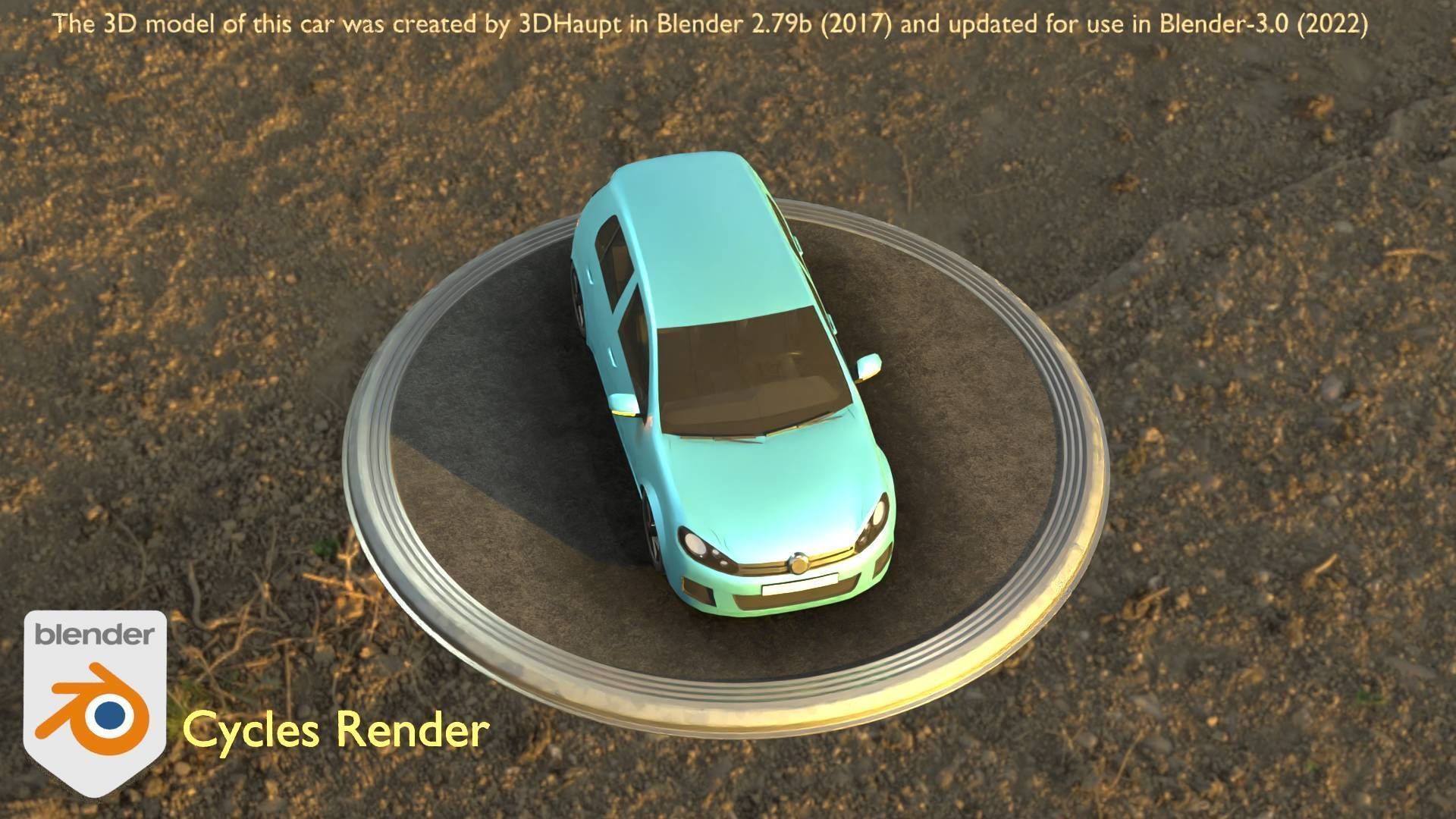 City Car 54 Compact Class Type-C Blue Low-poly 3D model_91