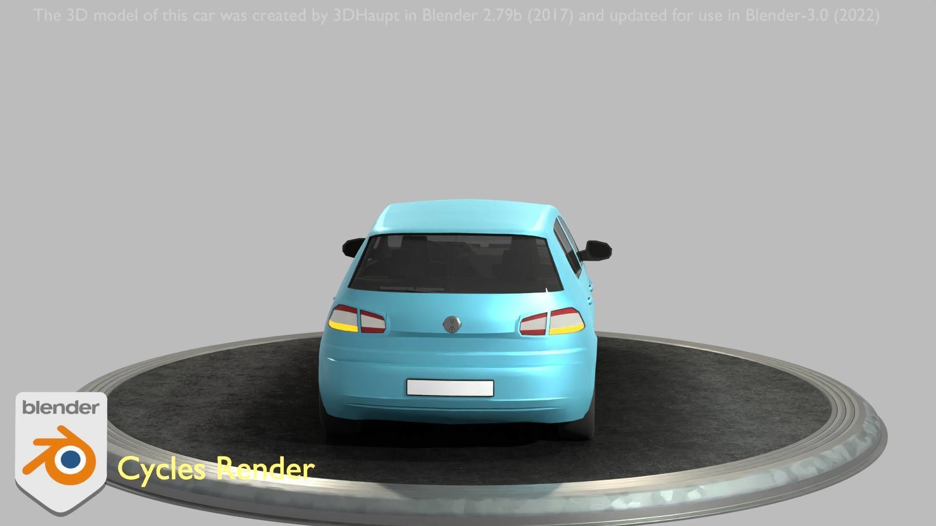City Car 54 Compact Class Type-C Blue Low-poly 3D model_10
