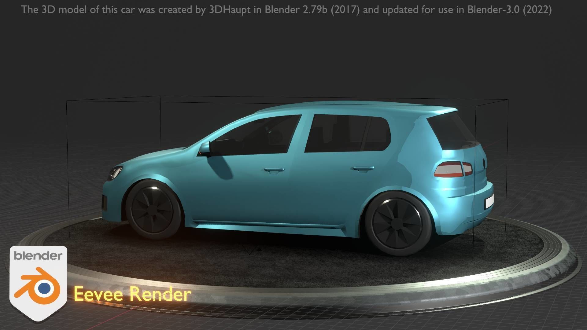 City Car 54 Compact Class Type-C Blue Low-poly 3D model_60