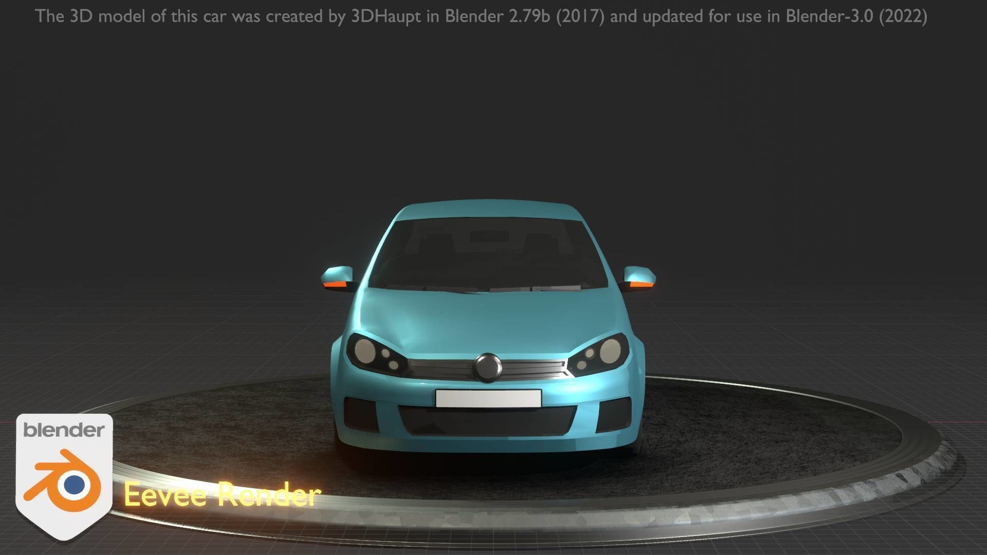 City Car 54 Compact Class Type-C Blue Low-poly 3D model_93