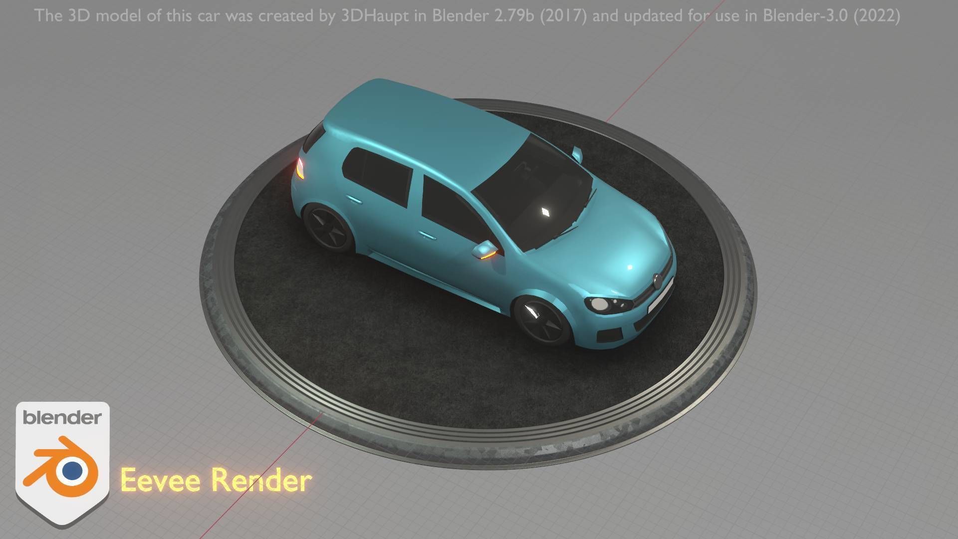 City Car 54 Compact Class Type-C Blue Low-poly 3D model_40