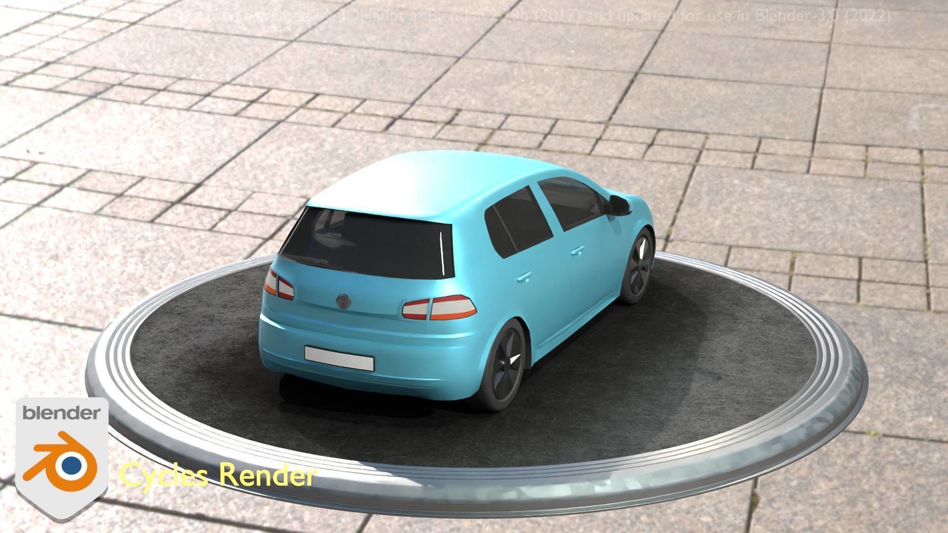 City Car 54 Compact Class Type-C Blue Low-poly 3D model_92