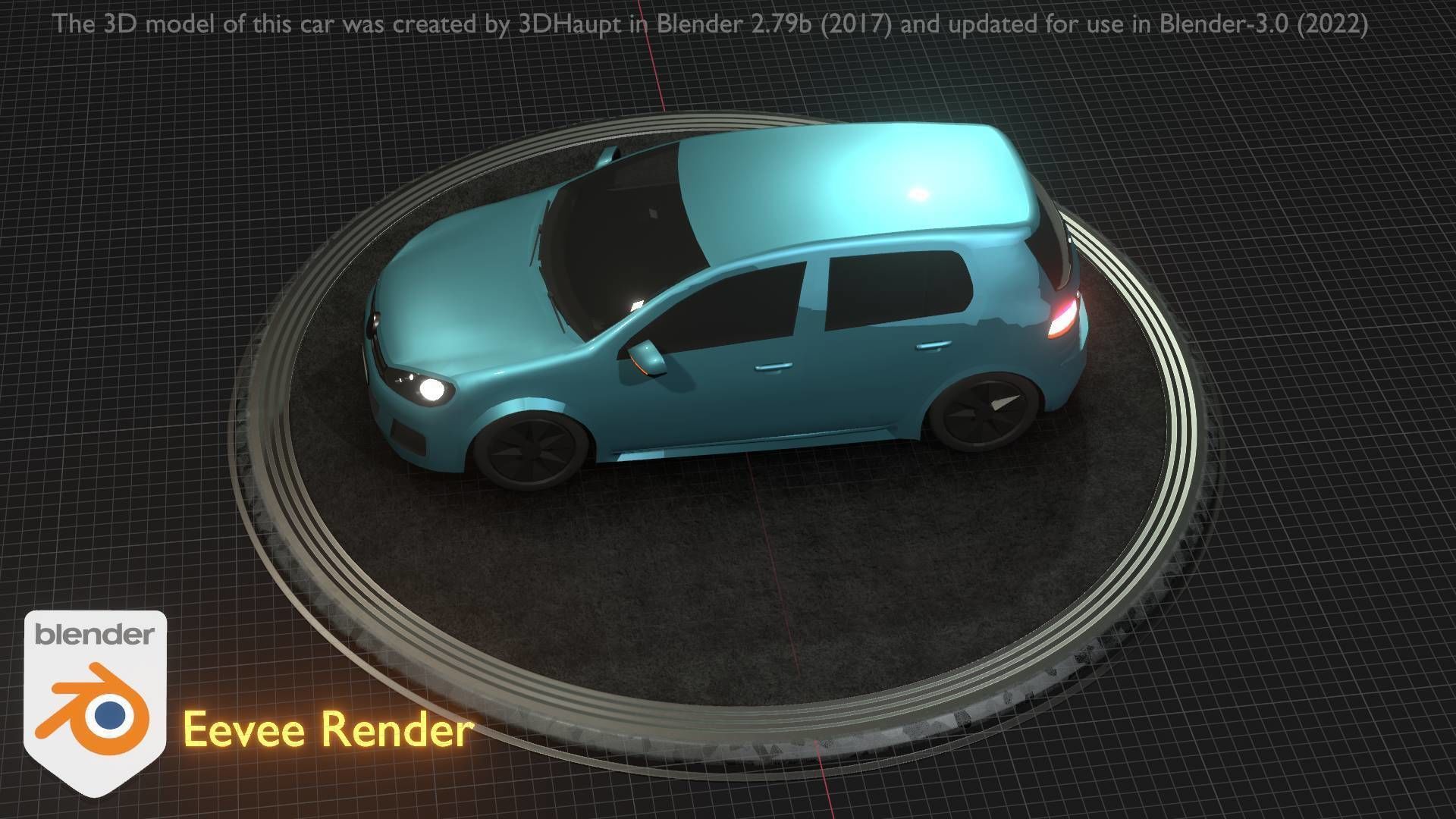 City Car 54 Compact Class Type-C Blue Low-poly 3D model_29