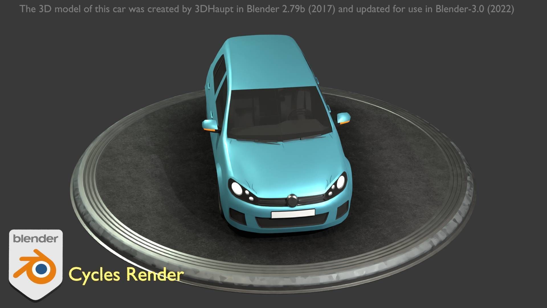 City Car 54 Compact Class Type-C Blue Low-poly 3D model_61