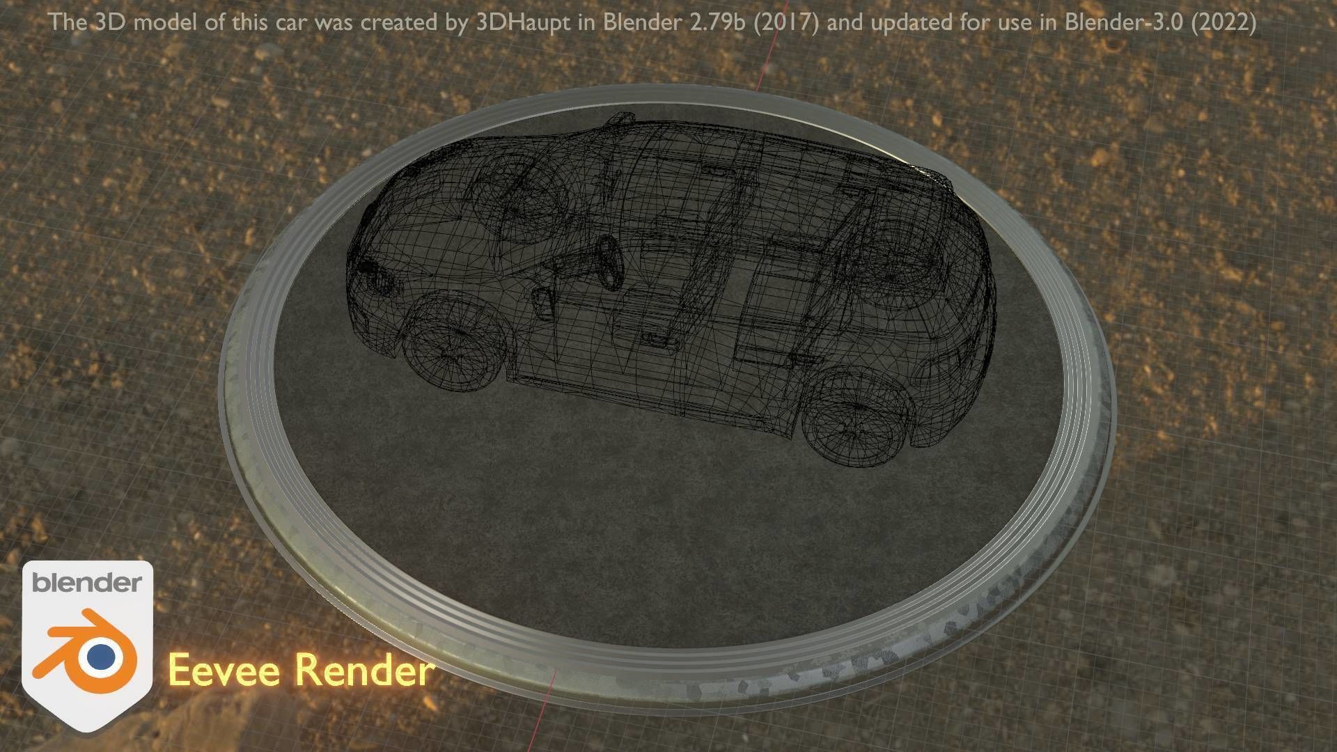 City Car 54 Compact Class Type-C Blue Low-poly 3D model_73