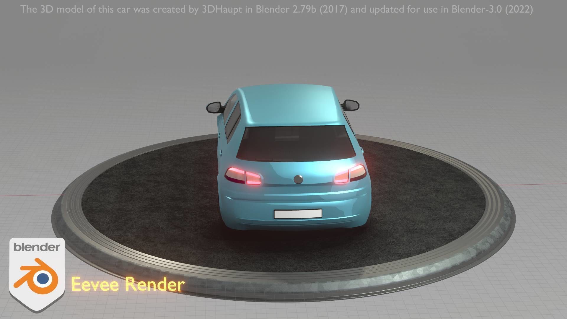 City Car 54 Compact Class Type-C Blue Low-poly 3D model_22