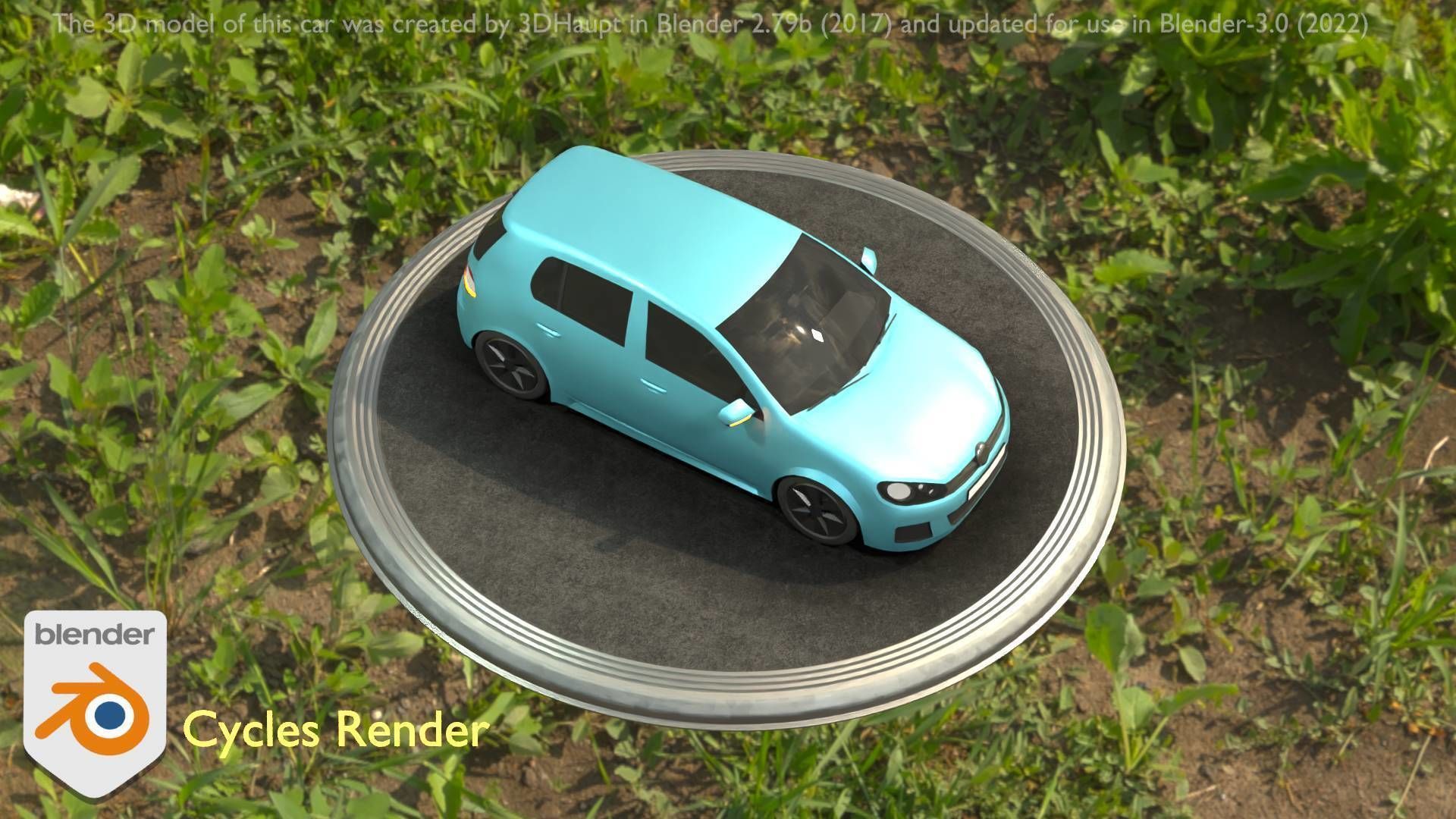 City Car 54 Compact Class Type-C Blue Low-poly 3D model_74