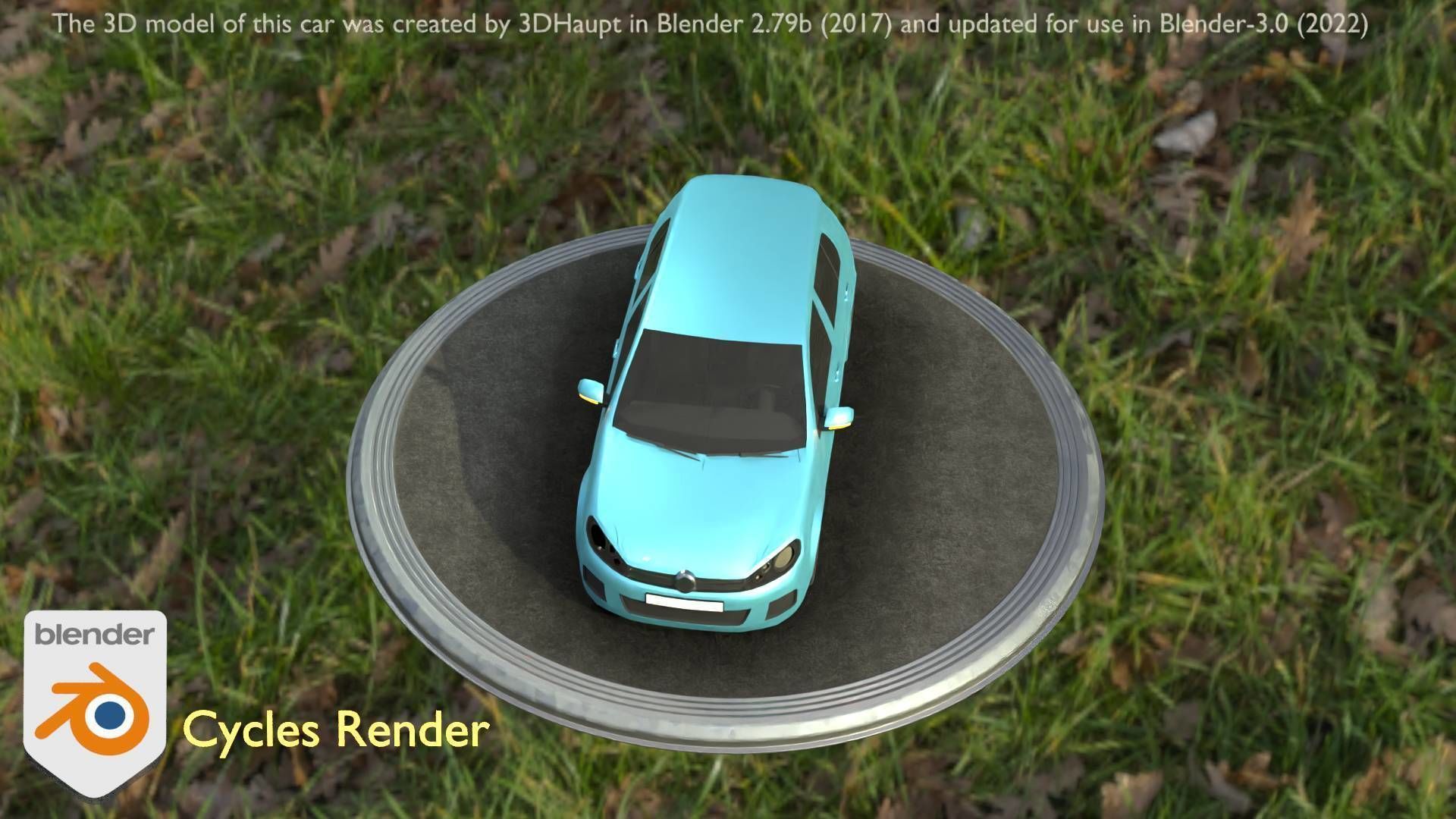 City Car 54 Compact Class Type-C Blue Low-poly 3D model_44