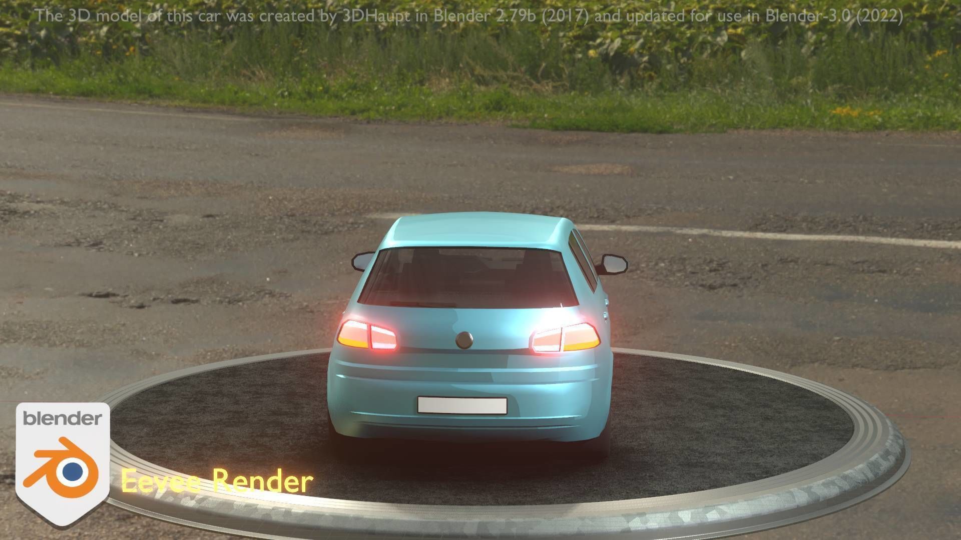 City Car 54 Compact Class Type-C Blue Low-poly 3D model_78