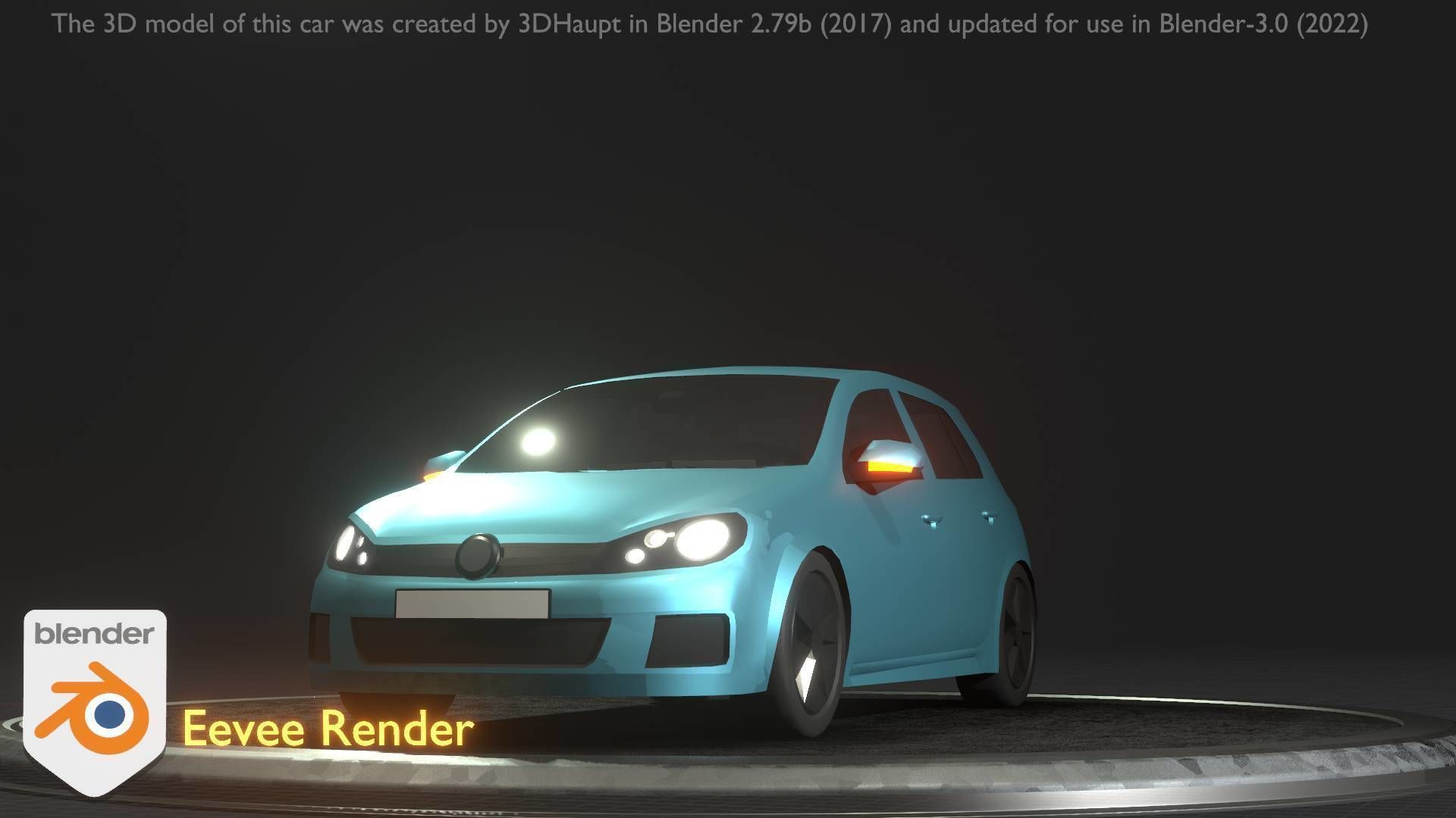 City Car 54 Compact Class Type-C Blue Low-poly 3D model_50