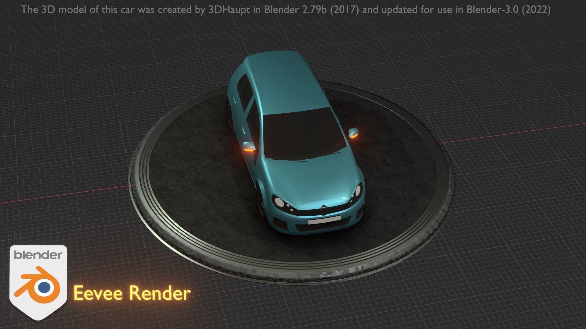 City Car 54 Compact Class Type-C Blue Low-poly 3D model_37