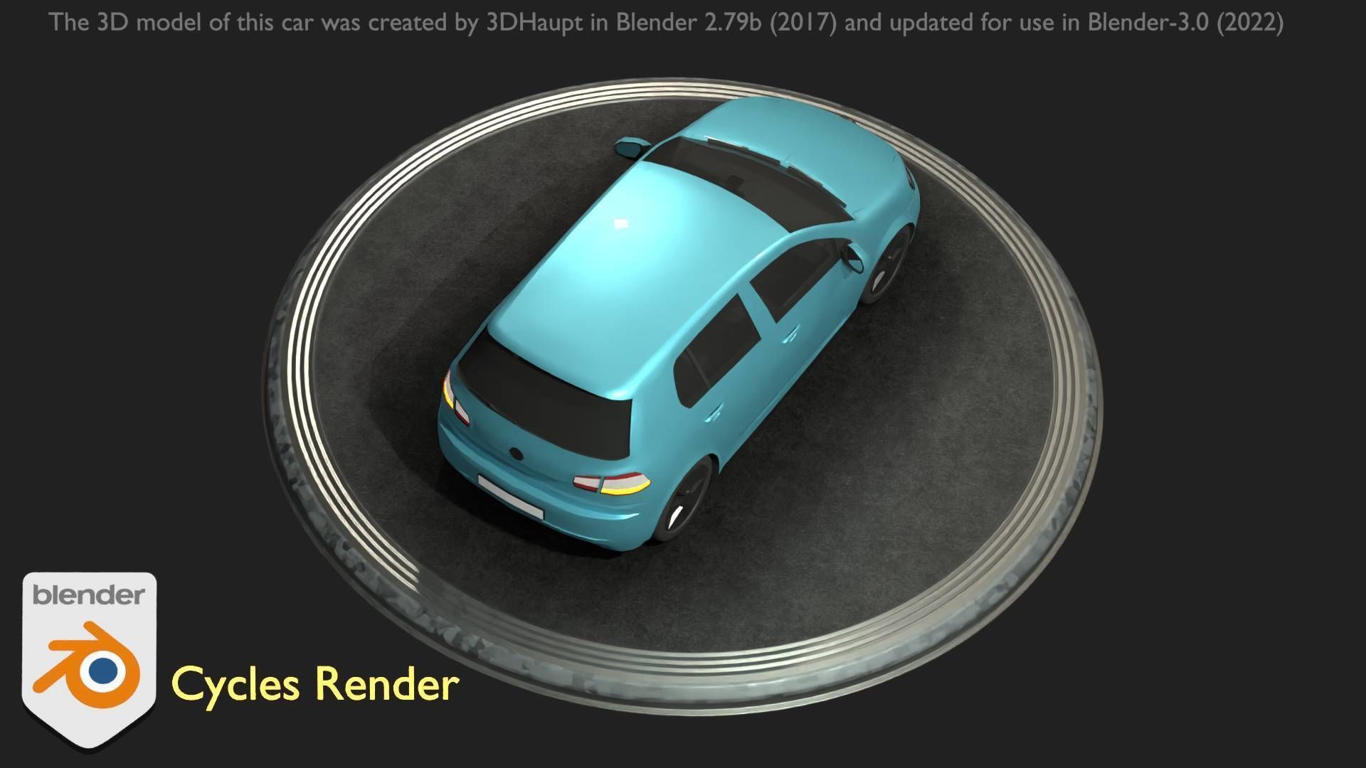 City Car 54 Compact Class Type-C Blue Low-poly 3D model_69