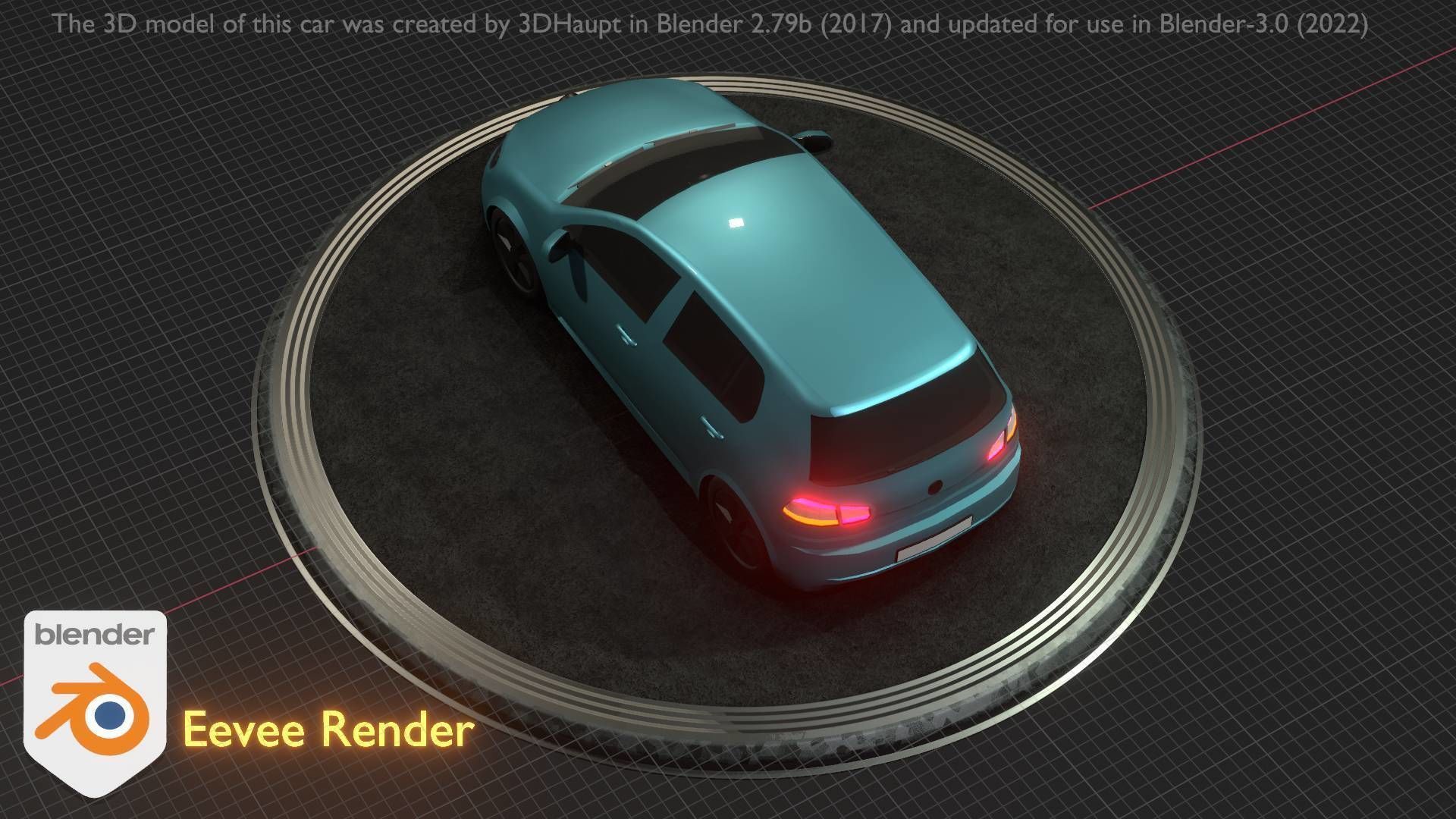 City Car 54 Compact Class Type-C Blue Low-poly 3D model_67