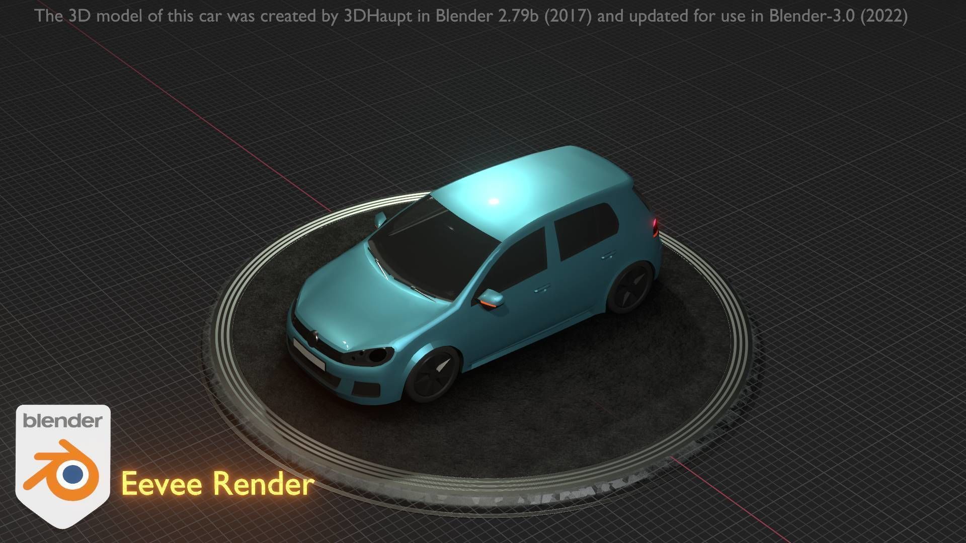 City Car 54 Compact Class Type-C Blue Low-poly 3D model_79